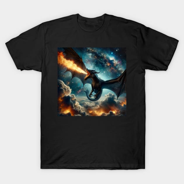 Celestial Blaze: Sovereign of the Starry Deep T-Shirt by ElectricPeacock